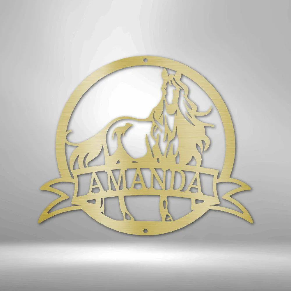 Majestic Horse Monogram - Steel Sign - Giftinum