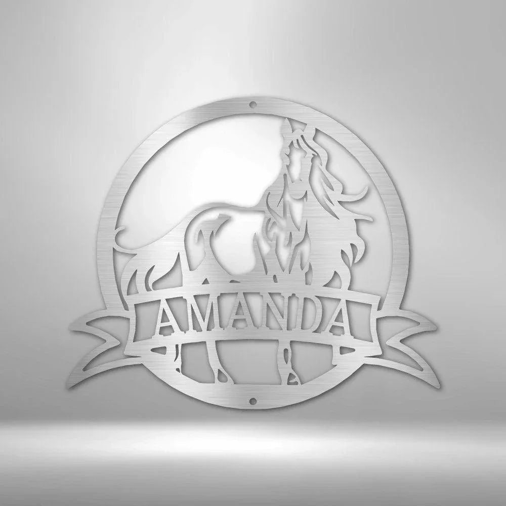 Majestic Horse Monogram - Steel Sign - Giftinum