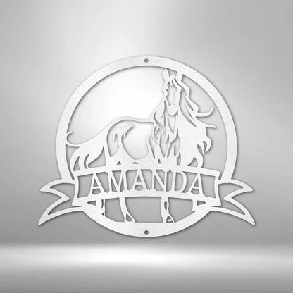 Majestic Horse Monogram - Steel Sign - Giftinum