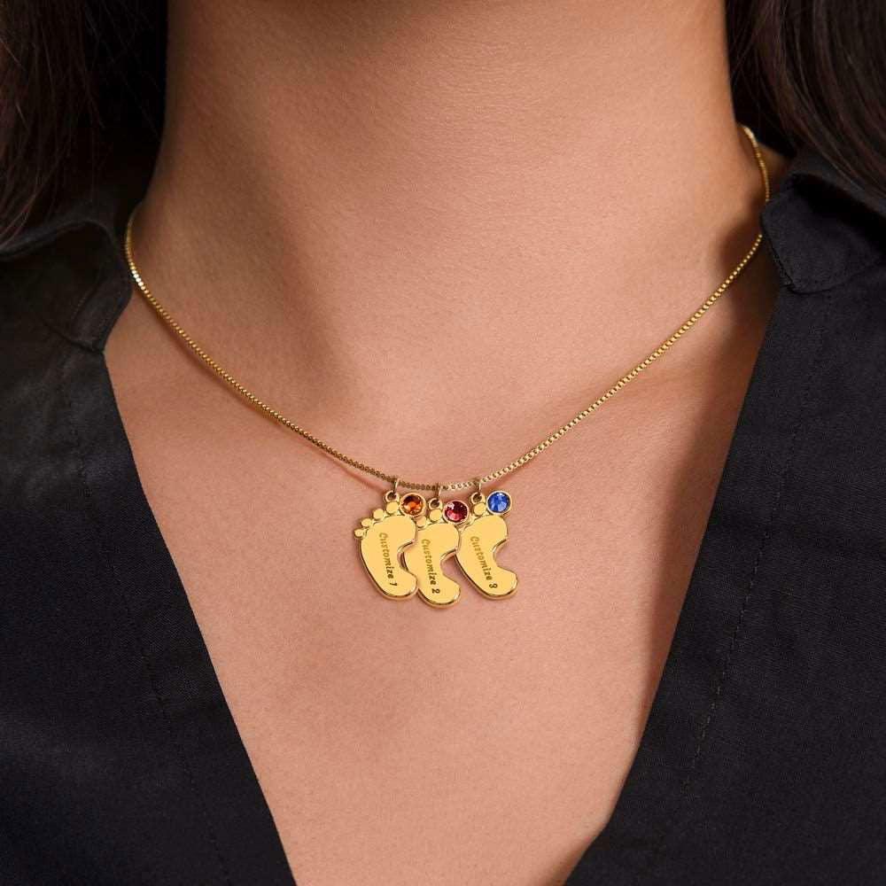 Mama of an Angel Baby Feet Necklace - I carried you in my heart 1 Charm / Polished Stainless Steel / Standard Box Jewelry Giftinum
