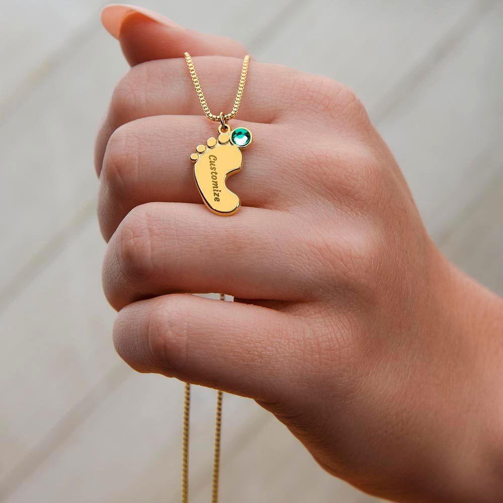 Mama of an Angel Baby Feet Necklace - I carried you in my heart 1 Charm / 18K Yellow Gold Finish / Standard Box Jewelry Giftinum