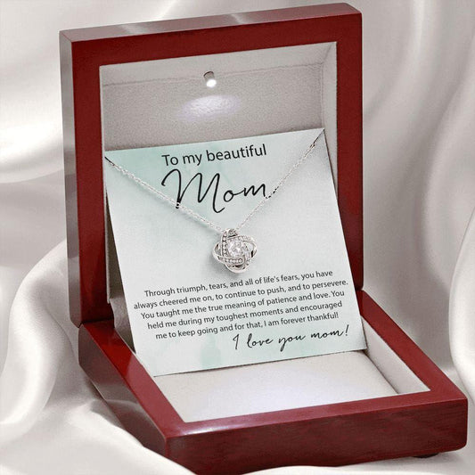 Mom Necklace - You Taught Me Patience 14K White Gold Finish / Luxury Box w/LED Jewelry Giftinum
