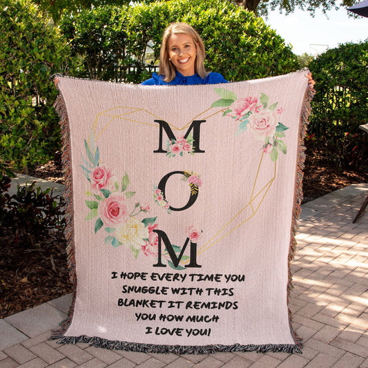 Mom Woven Blanket | Snuggle with Blanket - Giftinum