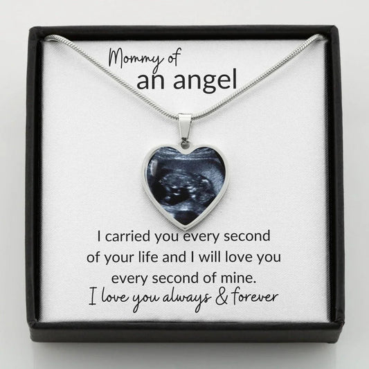 Mommy of an angel photo upload Heart Necklace - Giftinum