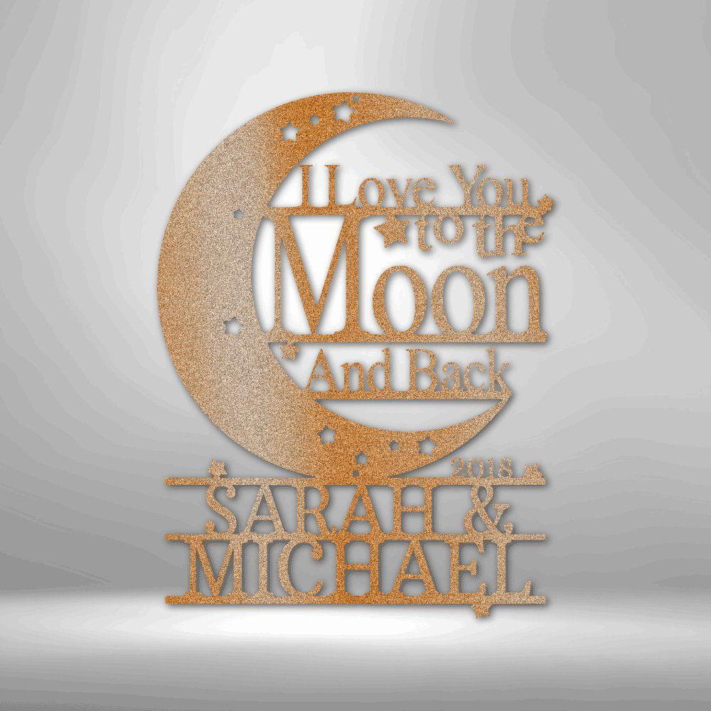 Moon and Back Monogram - Steel Sign - Giftinum