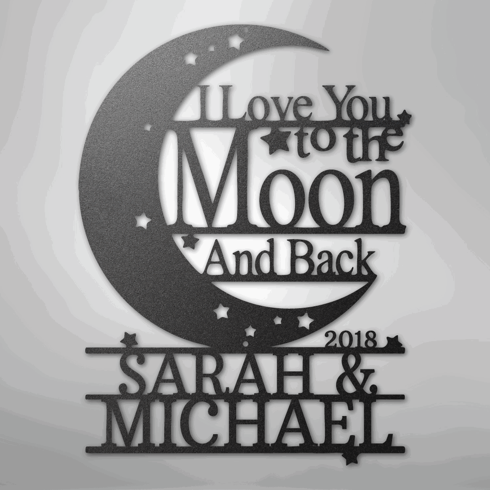 Moon and Back Monogram - Steel Sign - Giftinum