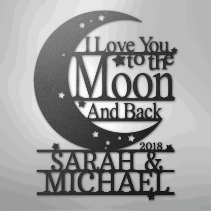 Moon and Back Monogram - Steel Sign - Giftinum