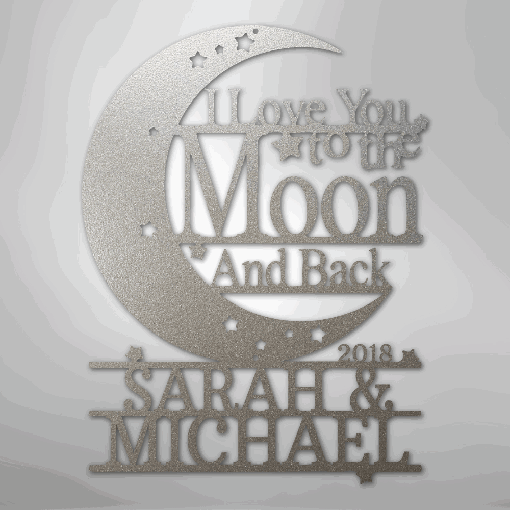 Moon and Back Monogram - Steel Sign - Giftinum