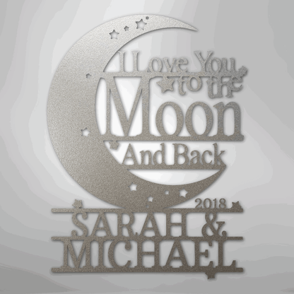 Moon and Back Monogram - Steel Sign - Giftinum