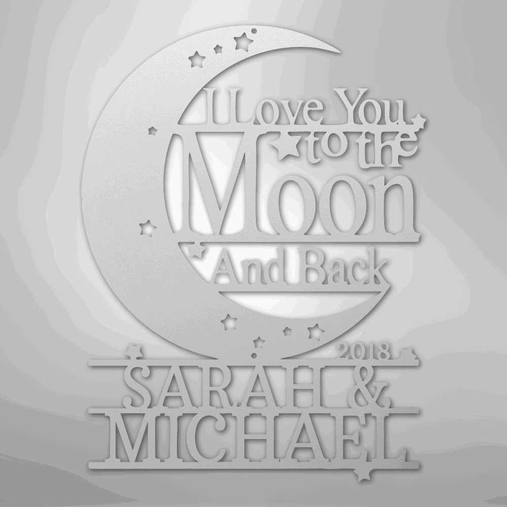 Moon and Back Monogram - Steel Sign - Giftinum
