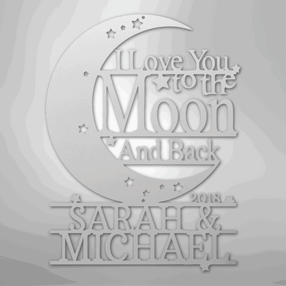 Moon and Back Monogram - Steel Sign - Giftinum