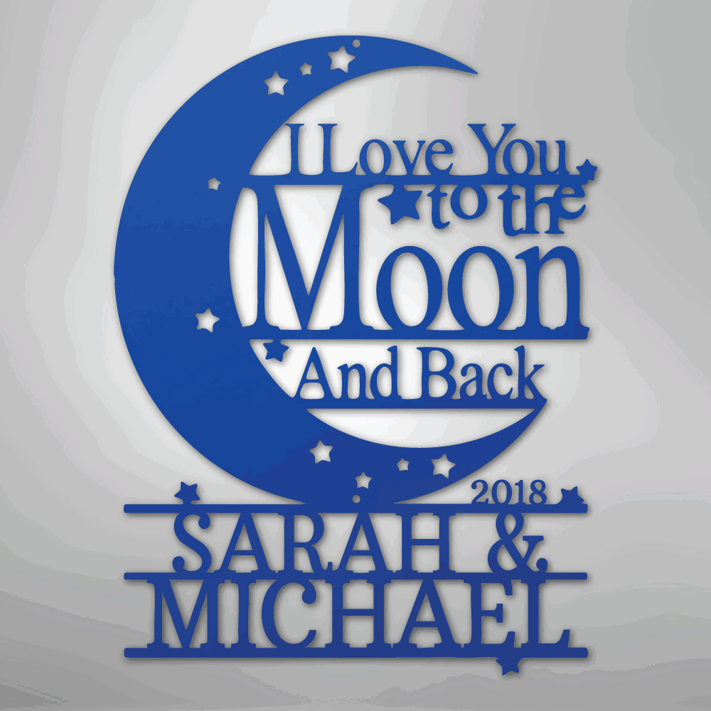 Moon and Back Monogram - Steel Sign - Giftinum