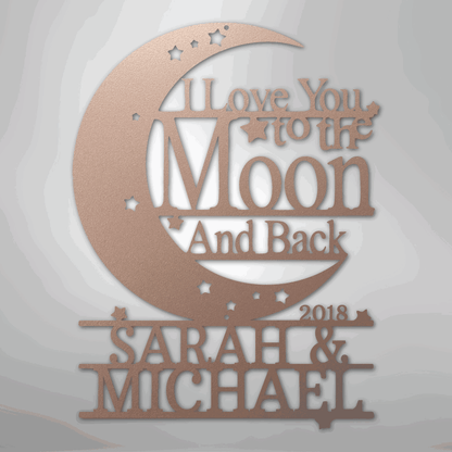 Moon and Back Monogram - Steel Sign - Giftinum