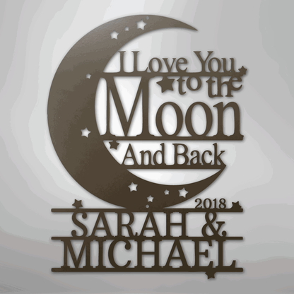 Moon and Back Monogram - Steel Sign - Giftinum