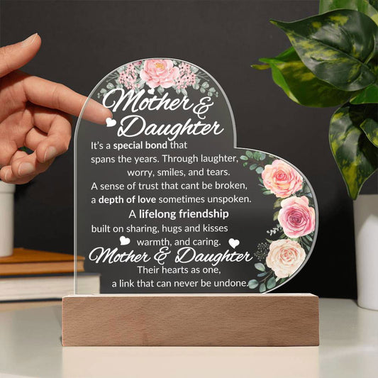 Mother & Daughter Acrylic Heart Plaque | Special Bond - Giftinum