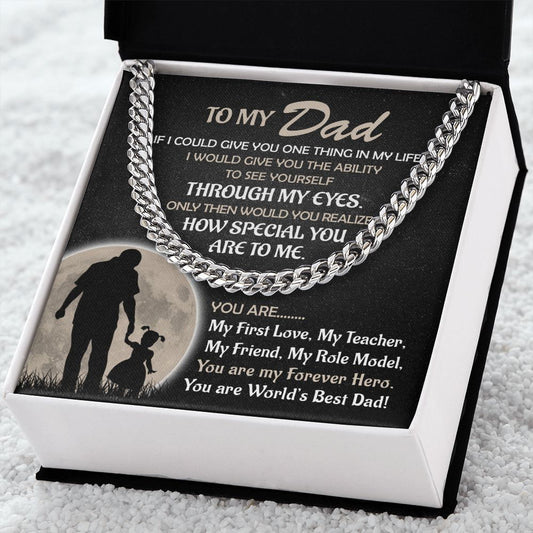 My Forever Hero - Dad Cuban Link Chain Necklace From Daughter - Giftinum