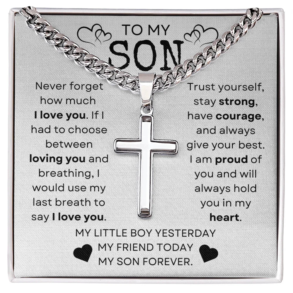 My Son Cross Necklace - Trust Yourself - Giftinum