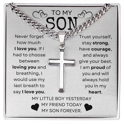 My Son Cross Necklace - Trust Yourself - Giftinum