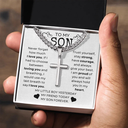 My Son Cross Necklace - Trust Yourself - Giftinum