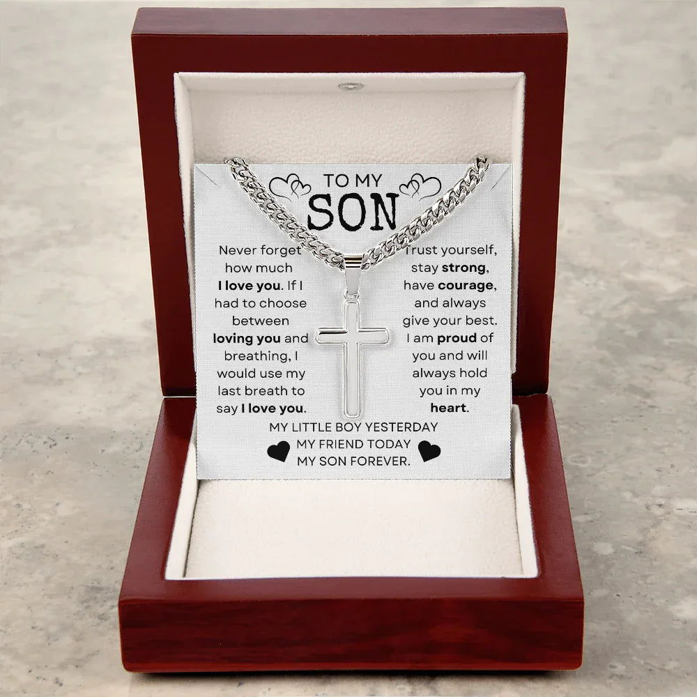 My Son Cross Necklace - Trust Yourself - Giftinum