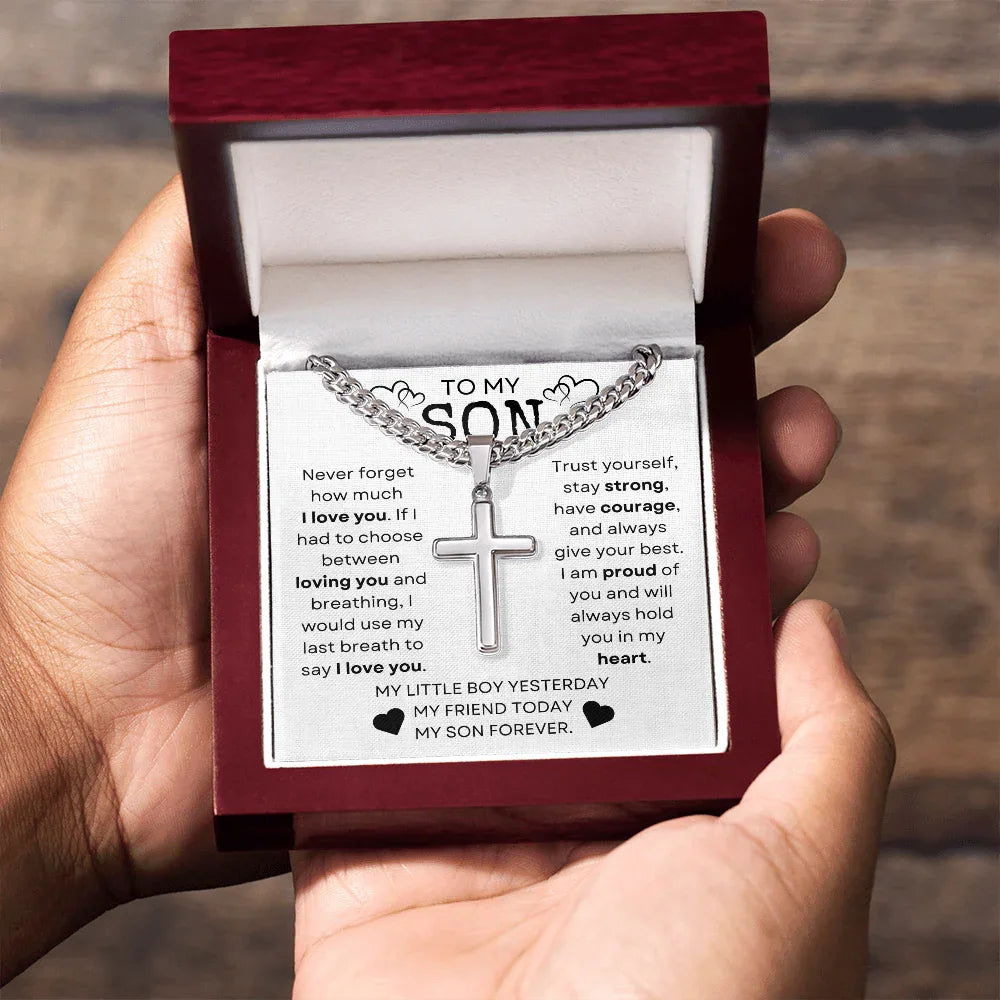 My Son Cross Necklace - Trust Yourself - Giftinum