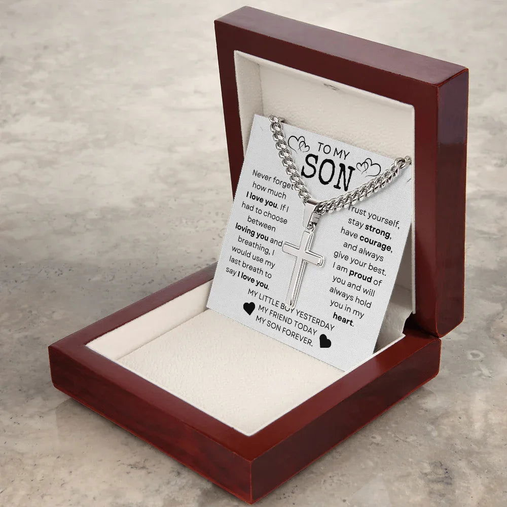 My Son Cross Necklace - Trust Yourself - Giftinum