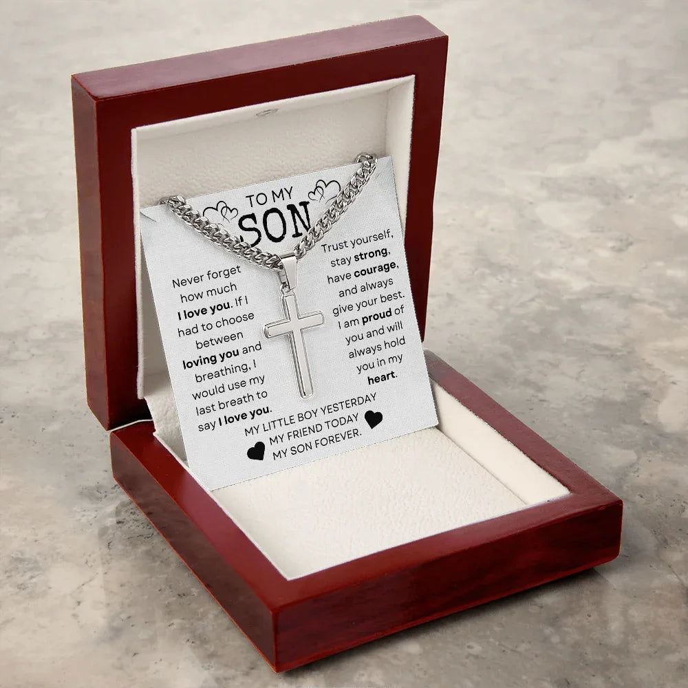 My Son Cross Necklace - Trust Yourself - Giftinum