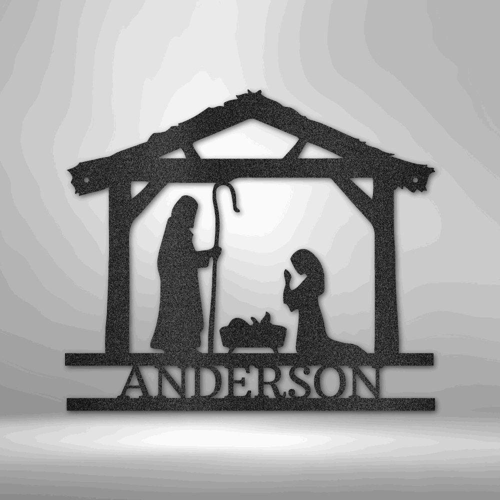 Nativity Simple Monogram - Steel Sign Black / 12" Custom Giftinum