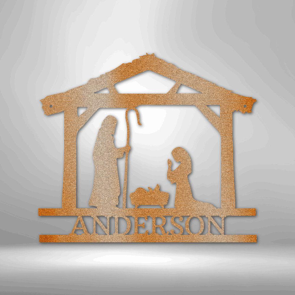 Nativity Simple Monogram - Steel Sign Copper / 12" Custom Giftinum