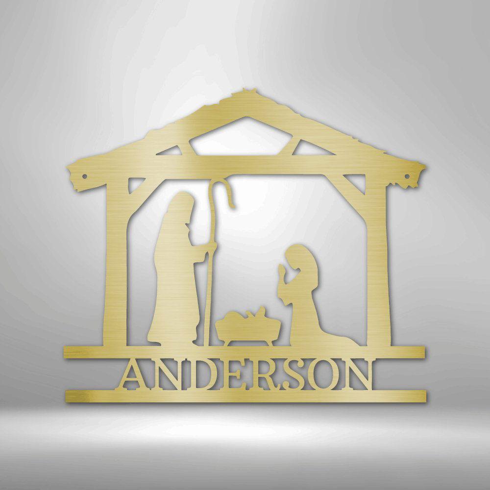 Nativity Simple Monogram - Steel Sign Gold / 12" Custom Giftinum