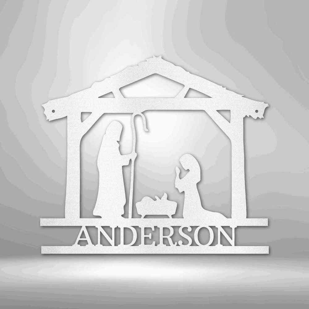 Nativity Simple Monogram - Steel Sign White / 12" Custom Giftinum
