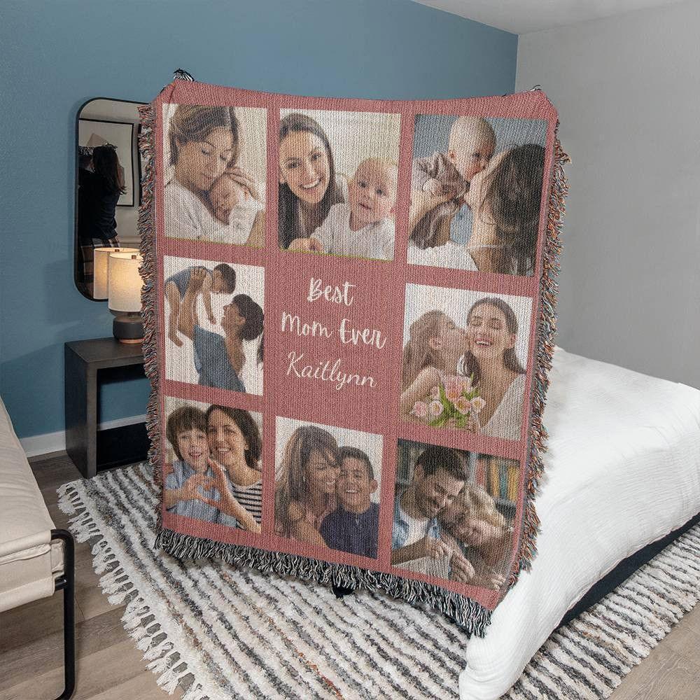 Personalized Best Mom Ever Heirloom Woven Blanket - Giftinum