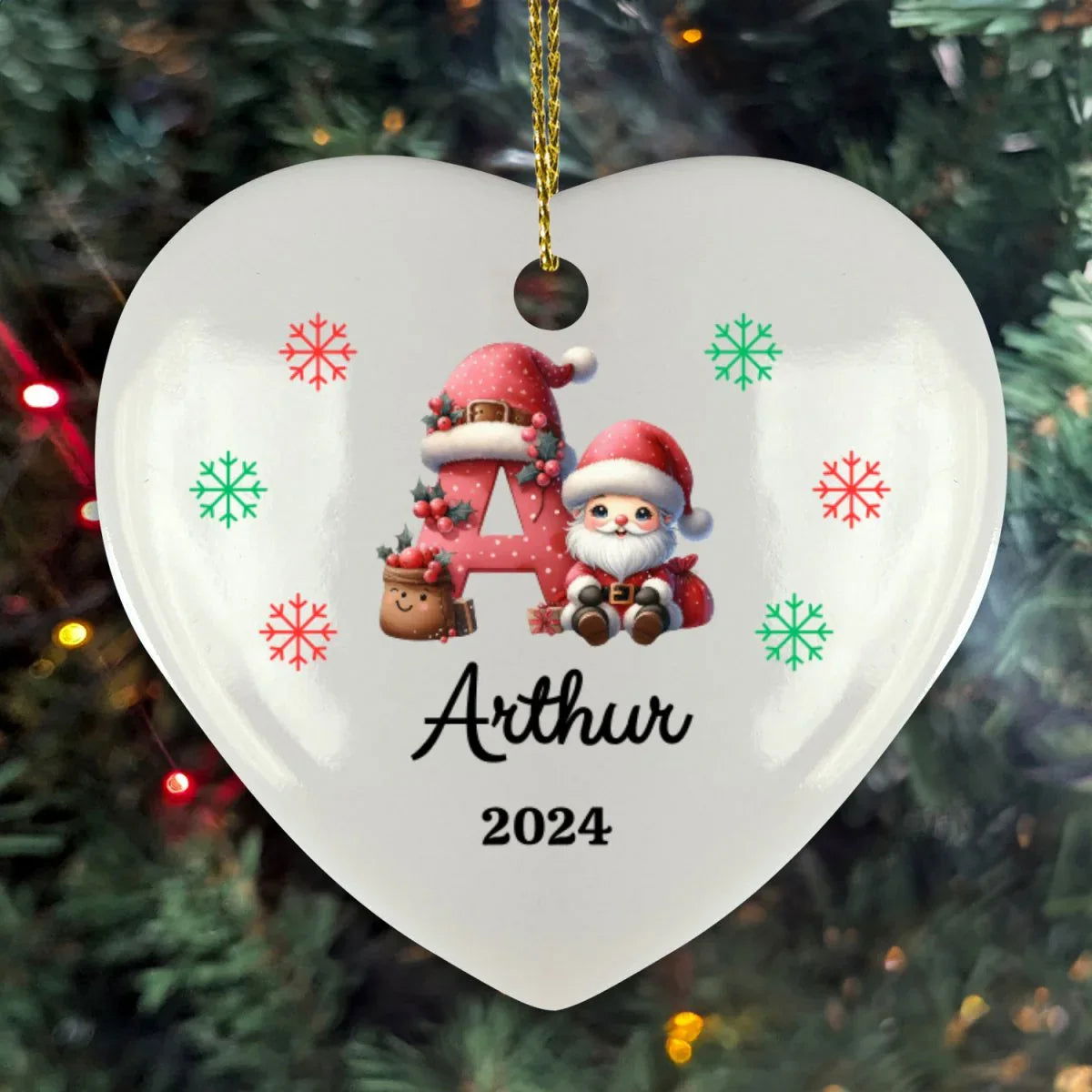 Personalized Initial Name Ceramic Christmas Ornament - Giftinum