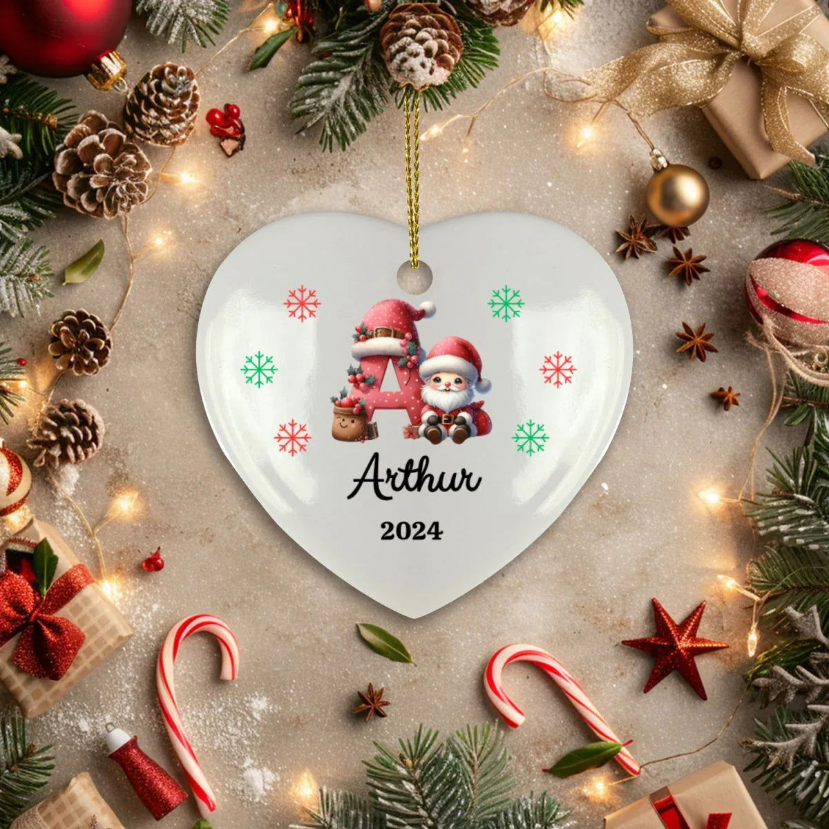 Personalized Initial Name Ceramic Christmas Ornament - Giftinum