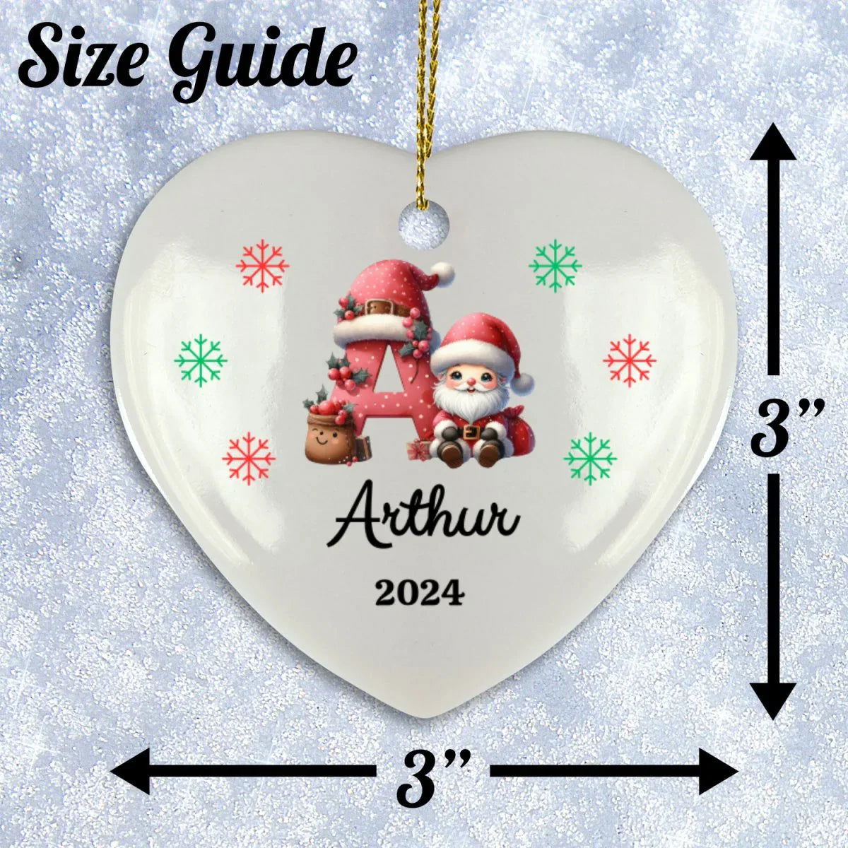 Personalized Initial Name Ceramic Christmas Ornament - Giftinum