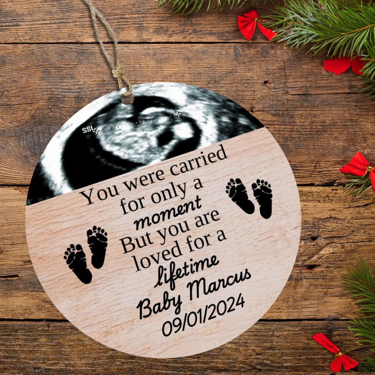 Personalized Miscarriage Baby Loss Wood Ornament - Giftinum