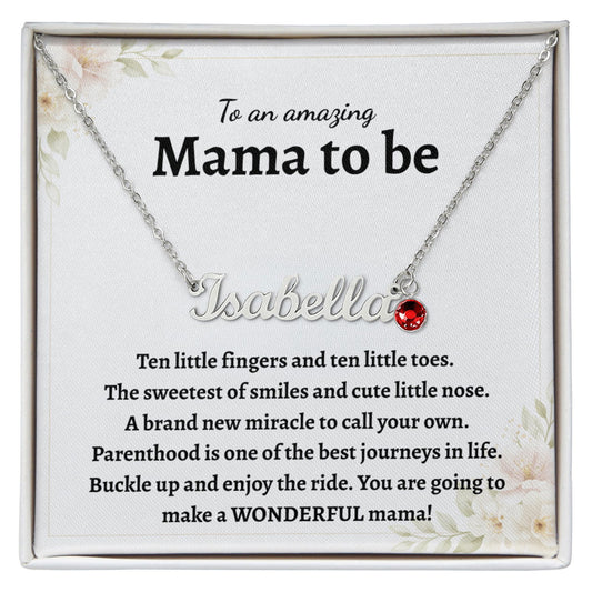 Personalized New Mom Name Necklace With Birthstone Charm - Giftinum
