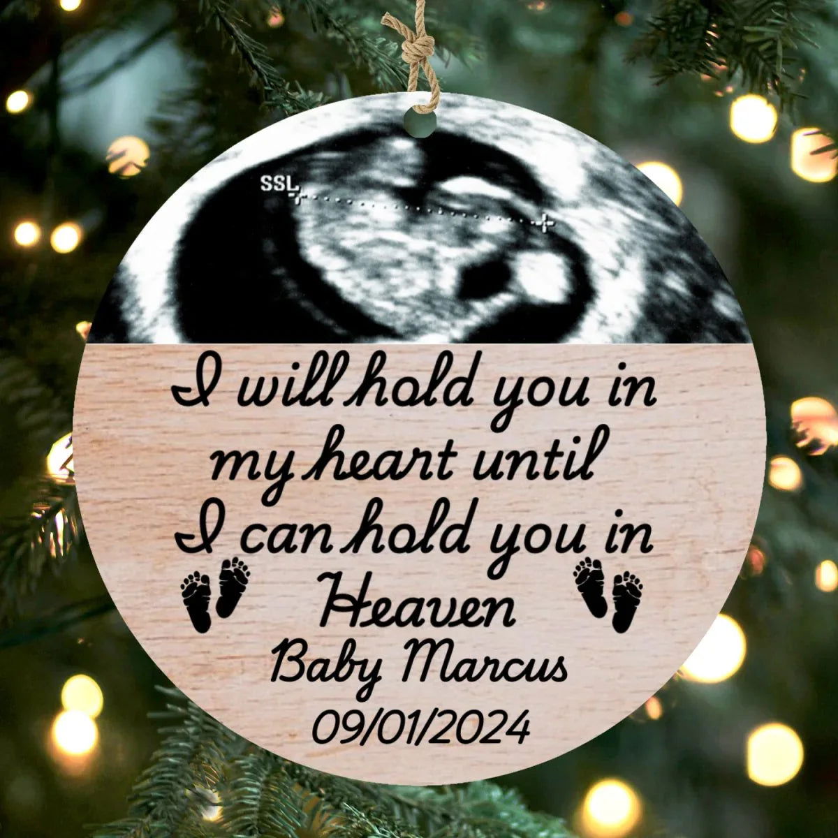 Personalized Upload Ultrasound Miscarriage Wood Ornament - Giftinum