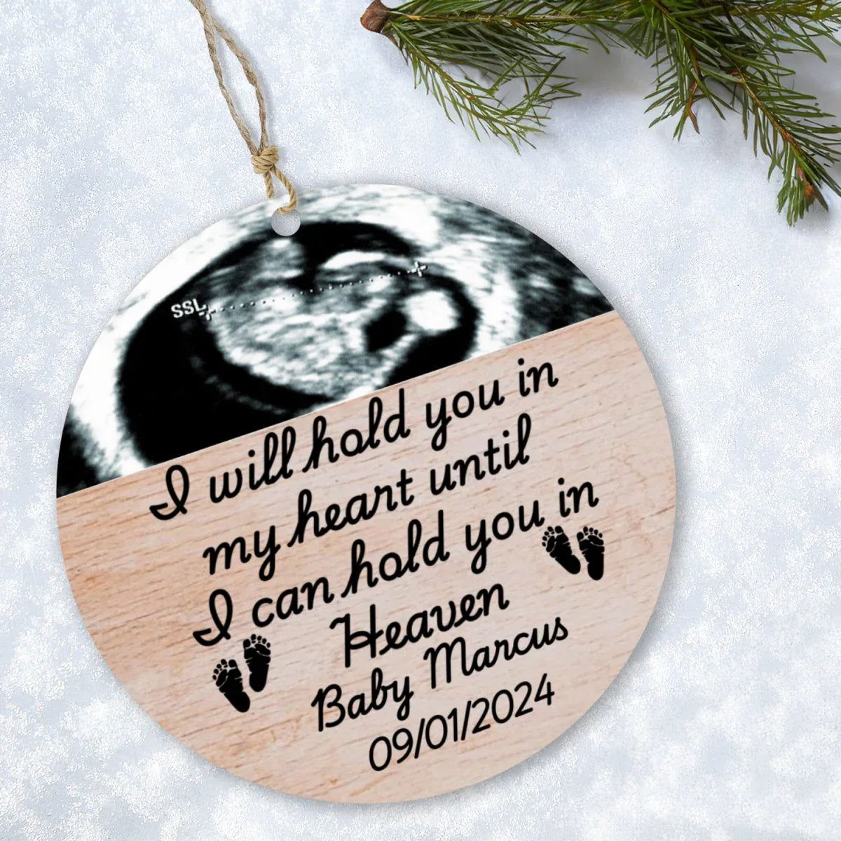 Personalized Upload Ultrasound Miscarriage Wood Ornament - Giftinum