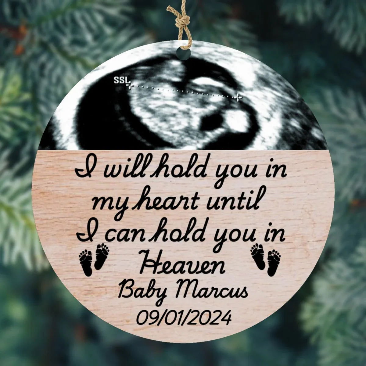 Personalized Upload Ultrasound Miscarriage Wood Ornament - Giftinum