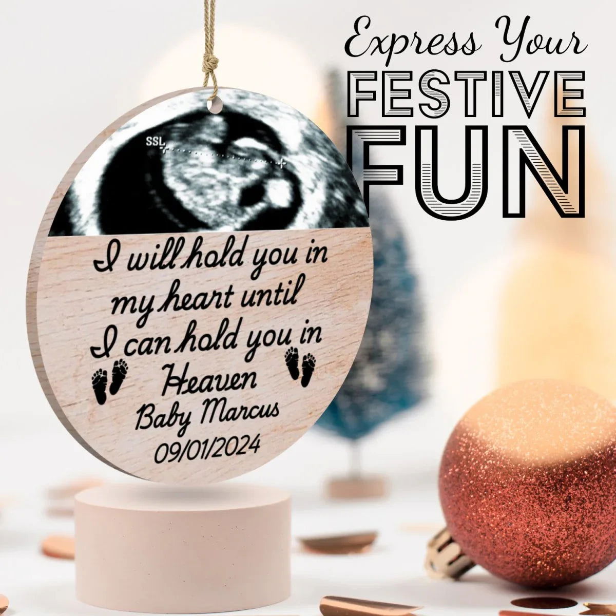 Personalized Upload Ultrasound Miscarriage Wood Ornament - Giftinum