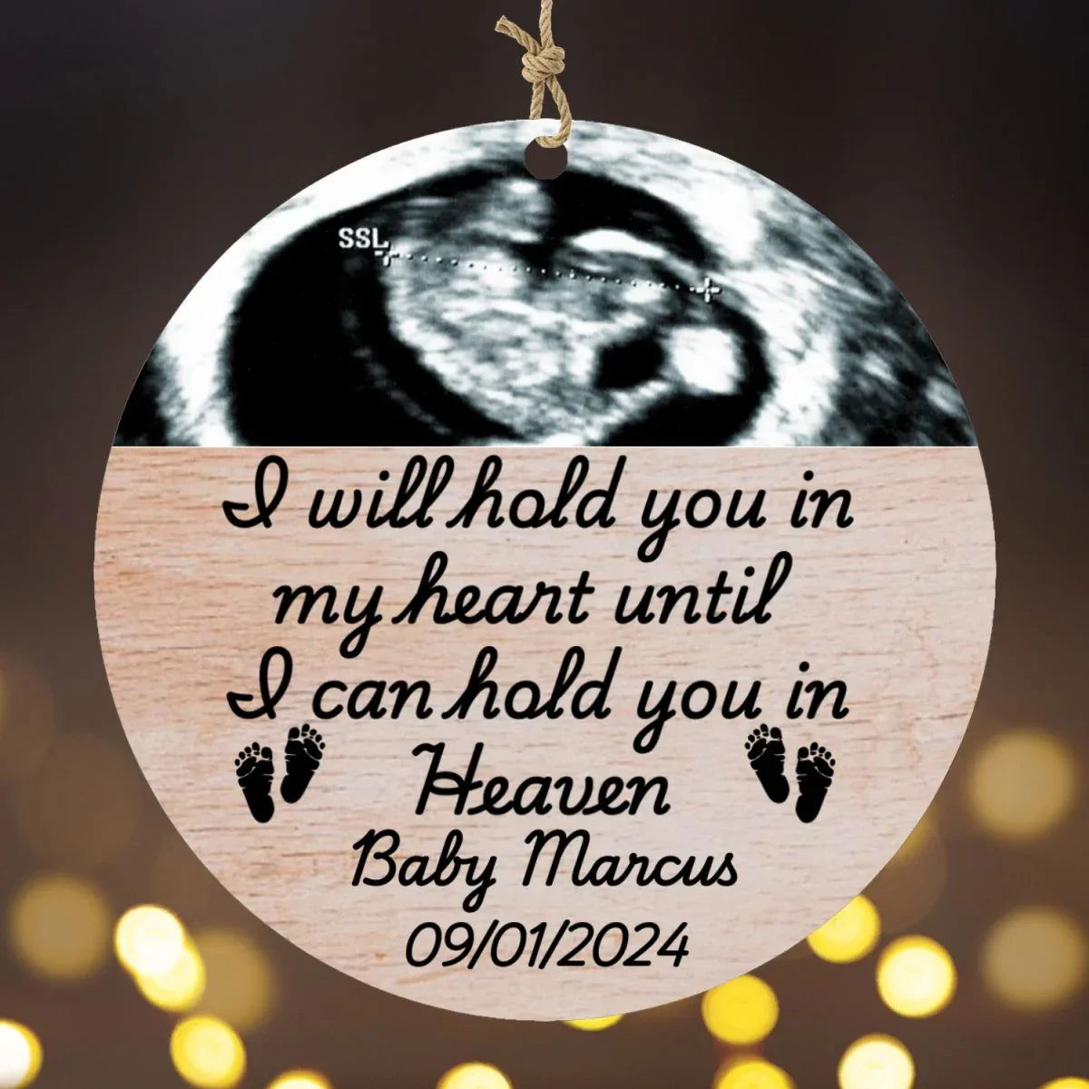 Personalized Upload Ultrasound Miscarriage Wood Ornament - Giftinum