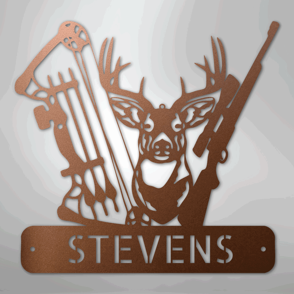 Premium Deer Hunter Monogram - Artisan Steel Wall Art - Giftinum
