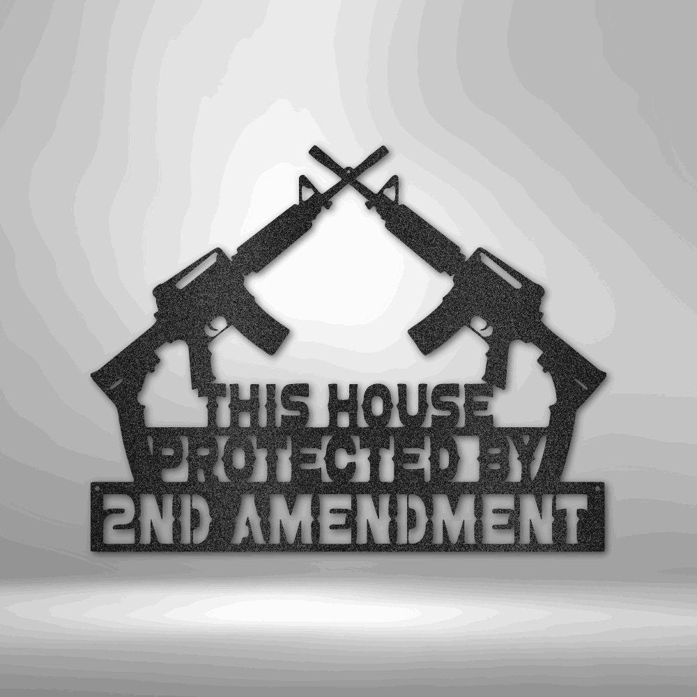Protected by 2A - Steel Sign Black / 12" Custom Giftinum