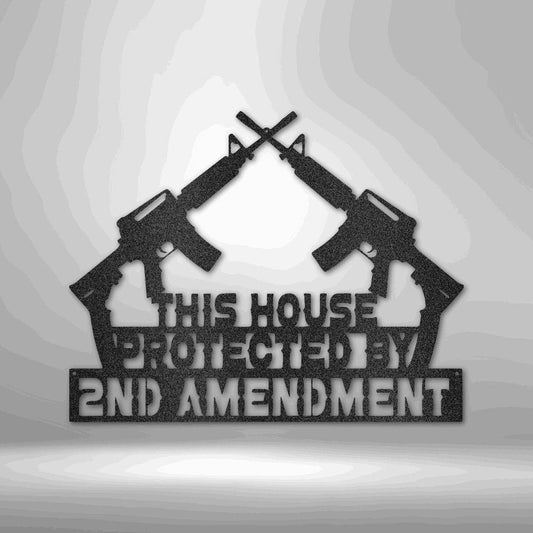 Protected by 2A - Steel Sign Black / 12" Custom Giftinum