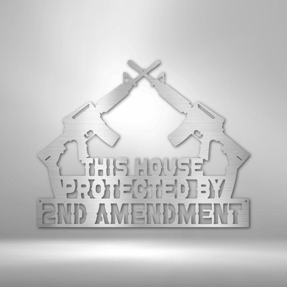 Protected by 2A - Steel Sign Silver / 12" Custom Giftinum
