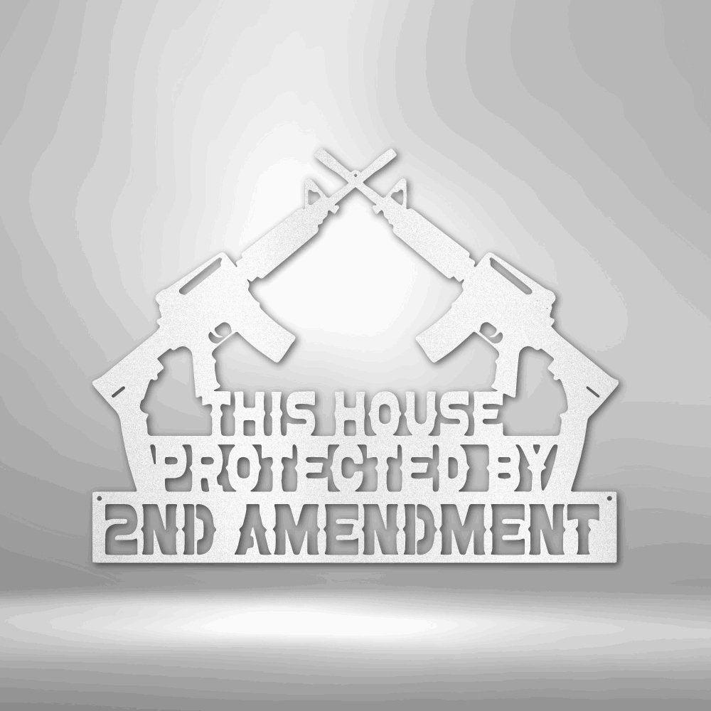 Protected by 2A - Steel Sign White / 12" Custom Giftinum