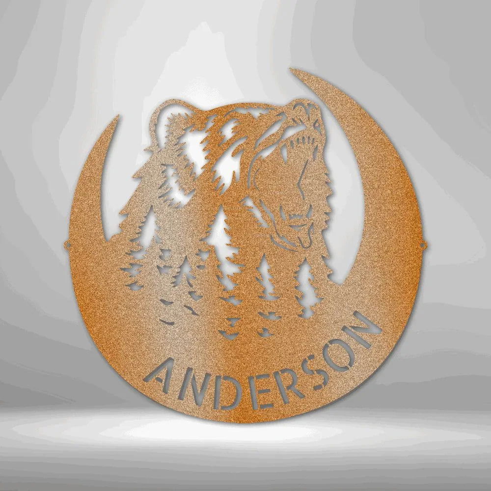 Roaring Bear Monogram - Steel Sign - Giftinum