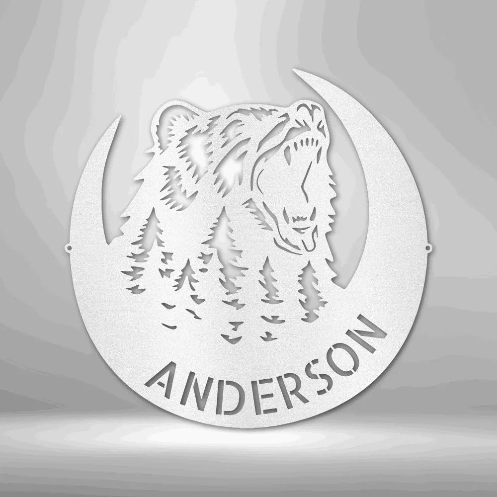 Roaring Bear Monogram - Steel Sign - Giftinum