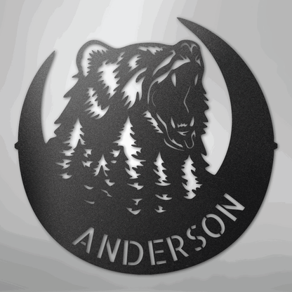 Roaring Bear Monogram - Steel Sign - Giftinum